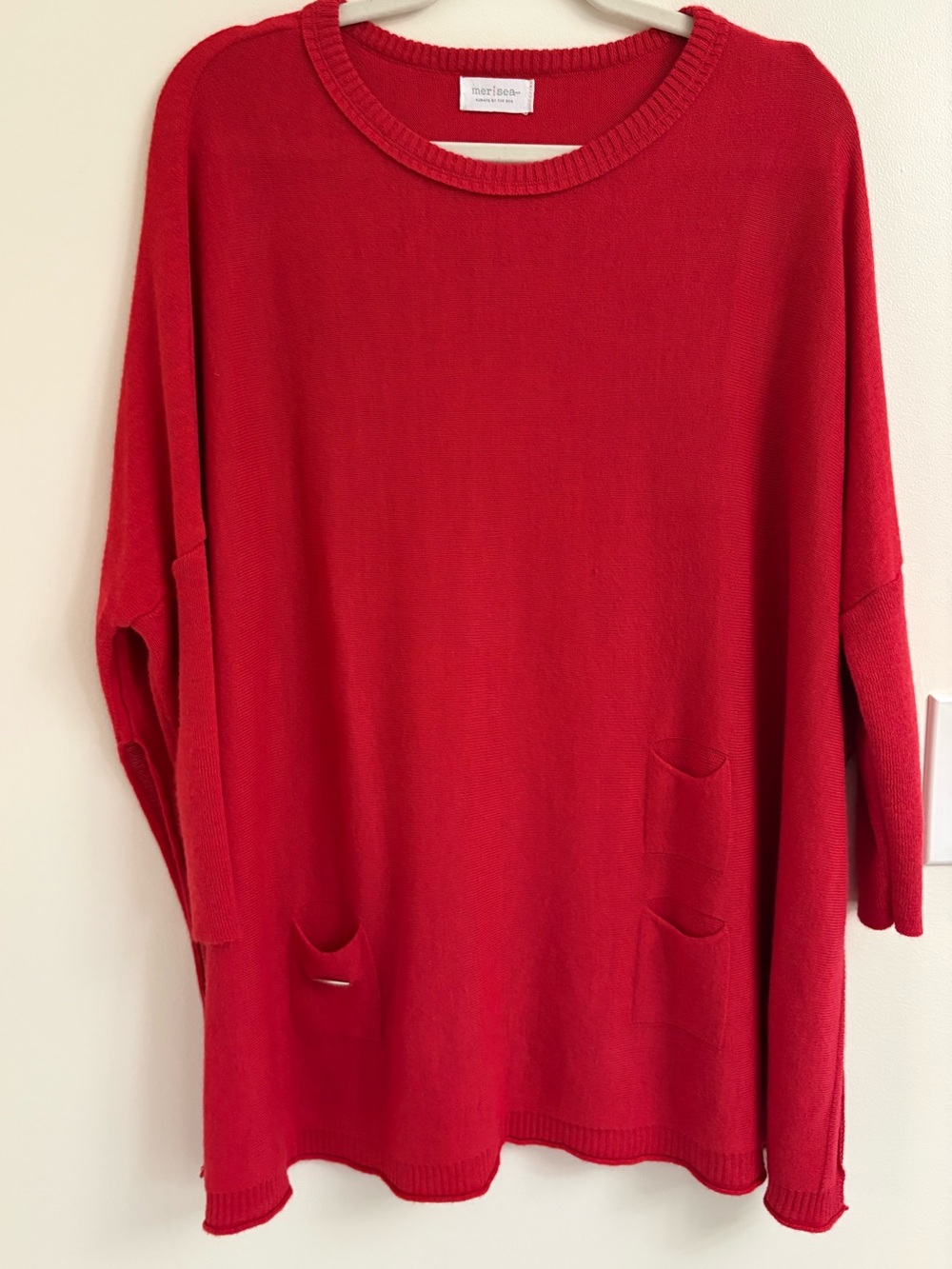 MERSEA Catalina Travel Sweater Scarlet Red Oversized One Size travel coastal lux - Picture 3 of 12